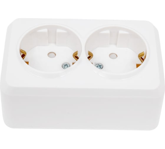 Изображение товара Розетка Smartbuy 2-местная 16А с заземлением белая с защитными шторками Юпитер SBE-03w-16-S2-1Z