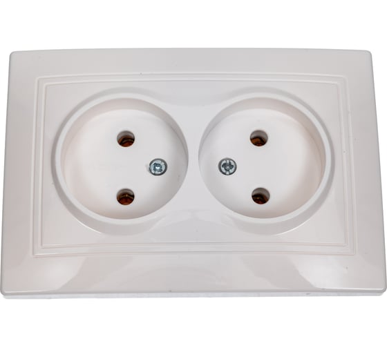 Изображение товара Розетка Smartbuy 2-местная без заземления 10А белая Венера SBE-01w-10-S2-N
