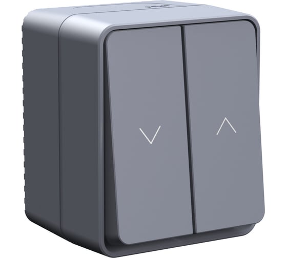 Изображение товара Выключатель 2-клавишный для жалюзи Systeme Electric AtlasDesign Profi IP54, 10 АХ, открытой установки, Антрацит ATN544019