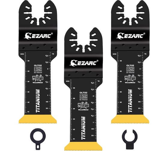 Изображение товара Удлиненные титановые насадки по металлу, гвоздям и дереву для реноватора, набор 3 шт Ezarc 801111