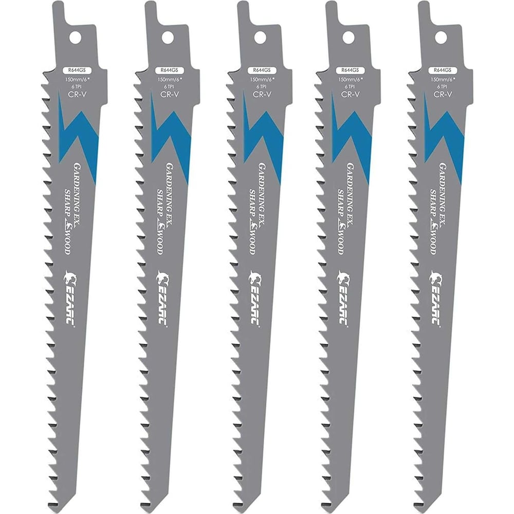 Изображение товара Полотна для сабельной пилы Ezarc 150 мм, для дерева и пластика, 5 шт