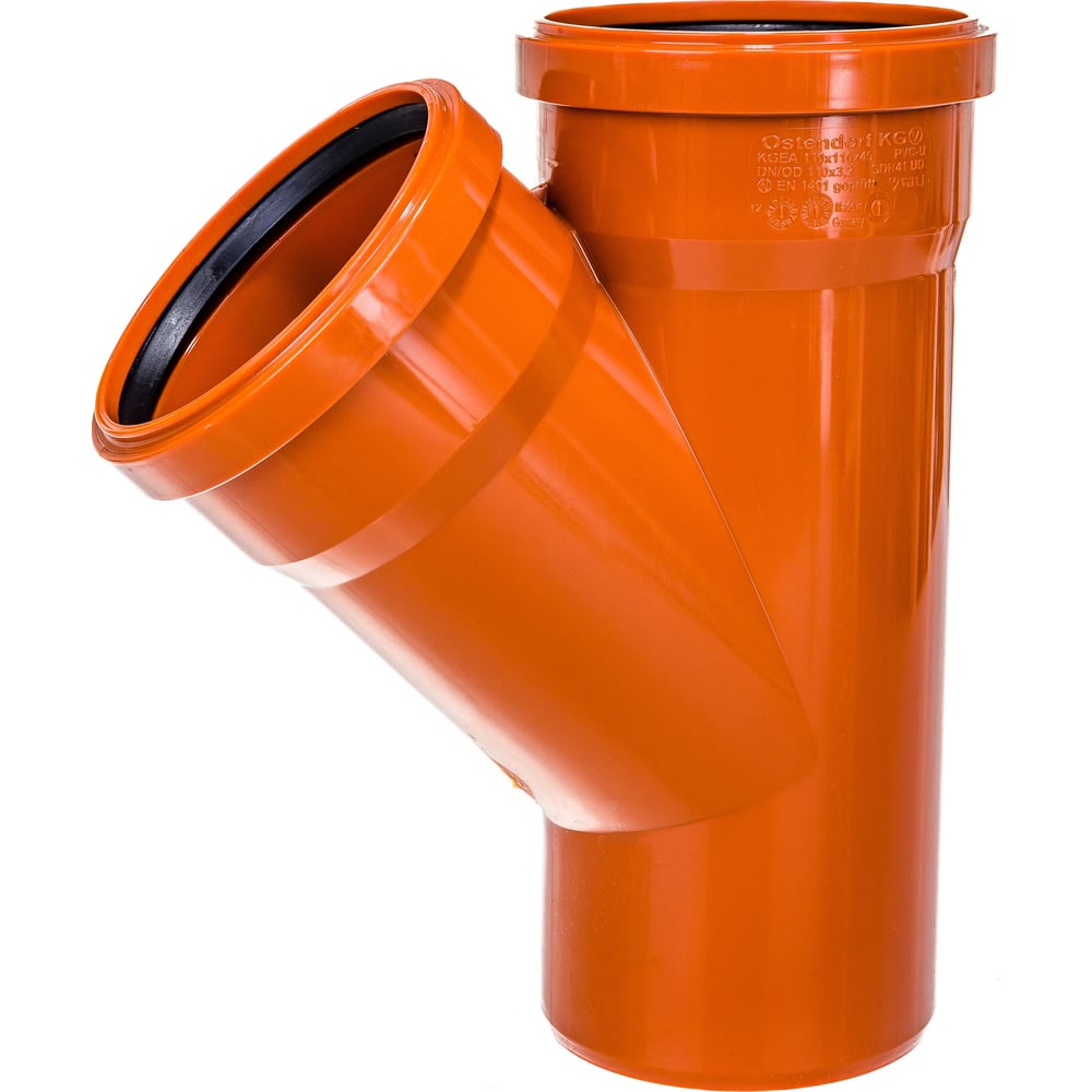 Изображение товара Двухраструбный тройник для наружной канализации Ostendorf 45 градусов, 110 мм 220300