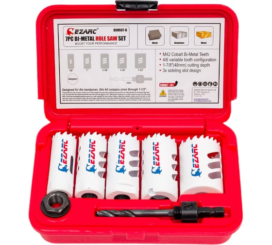 Изображение товара Набор кобальтовых коронок по металлу и дереву Ezarc 80BHS07