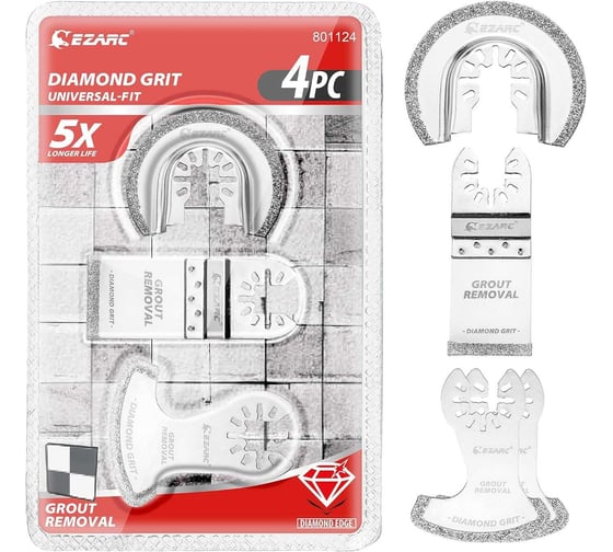 Изображение товара Набор алмазных насадок для реноватора по удалению затирки и демонтажу плитки 4 шт Ezarc 801124