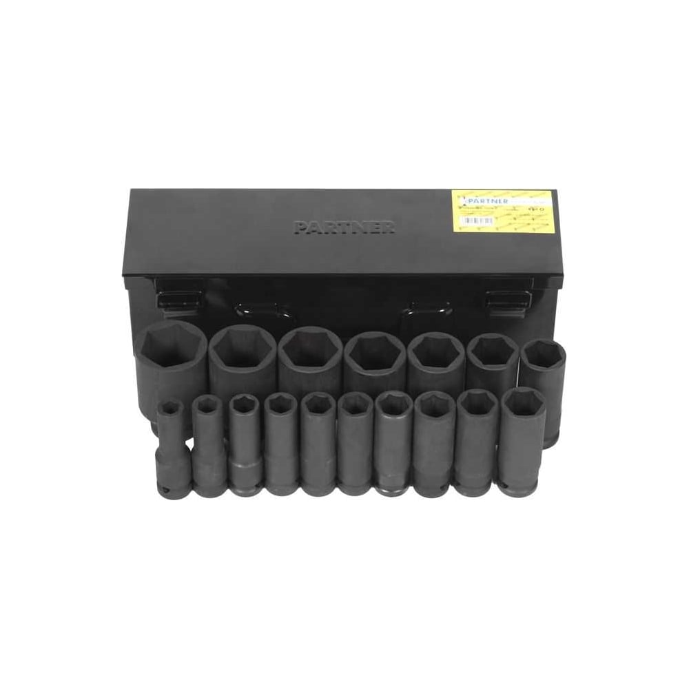 Изображение товара Набор ударных глубоких головок 17 предметов 1/2 дюйма CrMo Partner PA-417782MPB