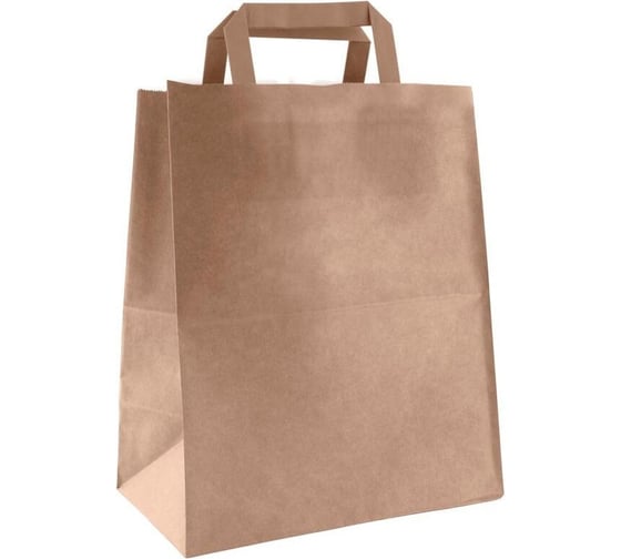 Изображение товара Бумажный пакет ООО Комус 240x140x280 мм, 70 гр/м2, с плоскими ручками, крафт, 300 шт. 1102600