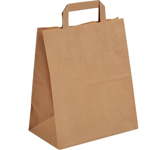 Изображение товара Бумажный пакет ООО Комус 280x120x320 мм, 80 гр/м2, с плоскими ручками, крафт, 250 шт. 1896278