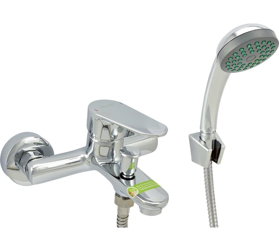 Изображение товара Ванно-душевой одноручный смеситель Eleanti со шлангом, хромированной лейкой и кронштейном 0402.837