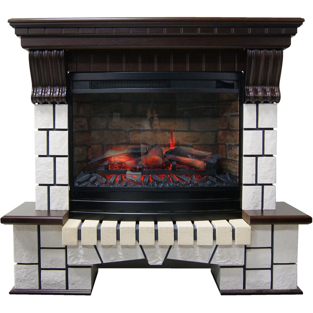 Изображение товара Каминокомплект InterFlame Panoramic Экстер 25-30, темный дуб, эффект живого огня