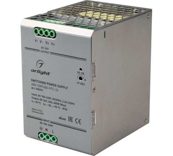 Изображение товара Блок питания Arlight ARV-DRP480-PFC-24 1шт 040231