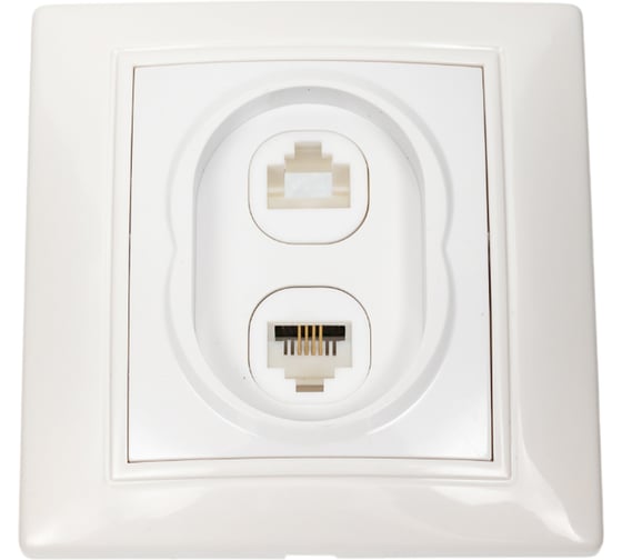 Изображение товара Розетка компьютерная + телефонная Smartbuy RJ45+Phone 1 местная белая Венера SBE-01w-S1-RJPH