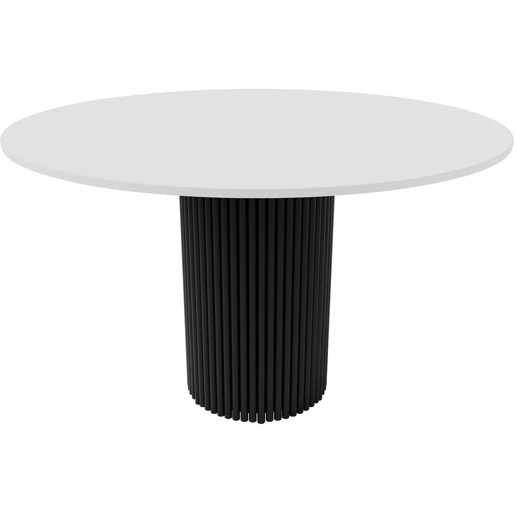 Изображение товара Обеденный стол GENGLASS круглый 120 см черное подстолье белая столешница