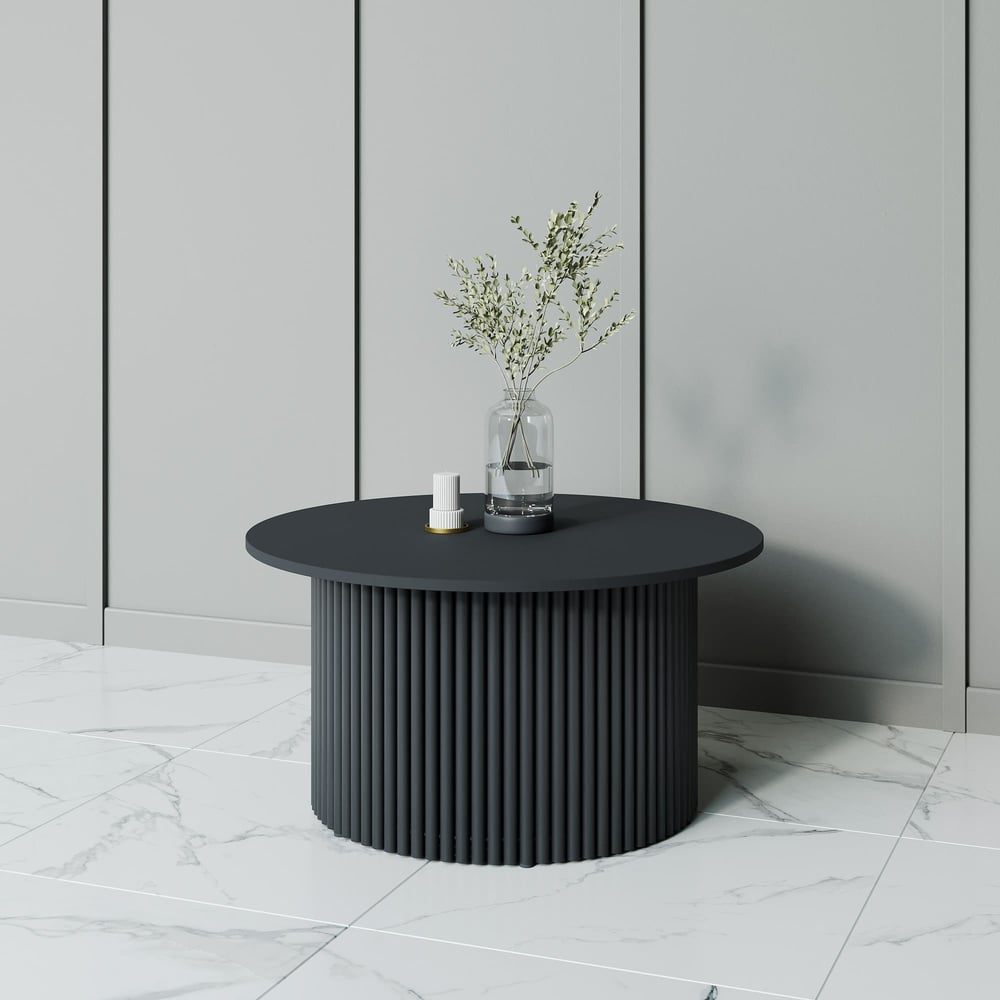 Изображение товара Журнальный стол GENGLASS круглый с металлическим подстольем 80 см черный