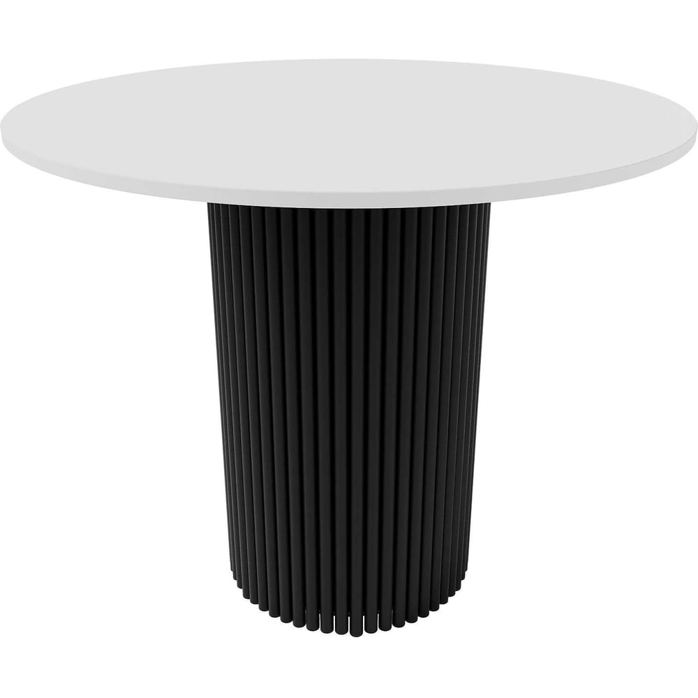 Изображение товара Обеденный круглый стол GENGLASS TRUBIS Wood 900 мм черное подстолье белая столешница