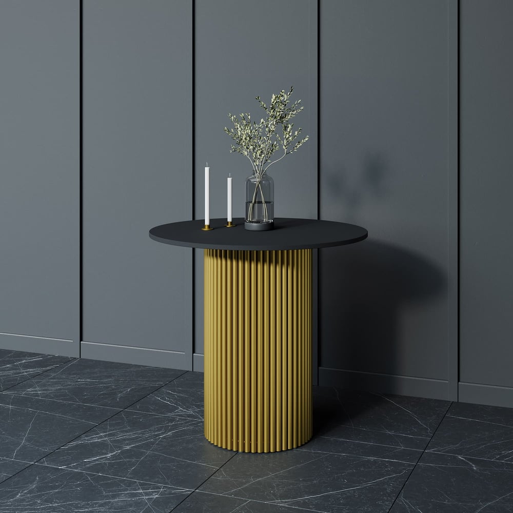 Изображение товара Обеденный стол GENGLASS круглый 80 см с металлическим подстольем