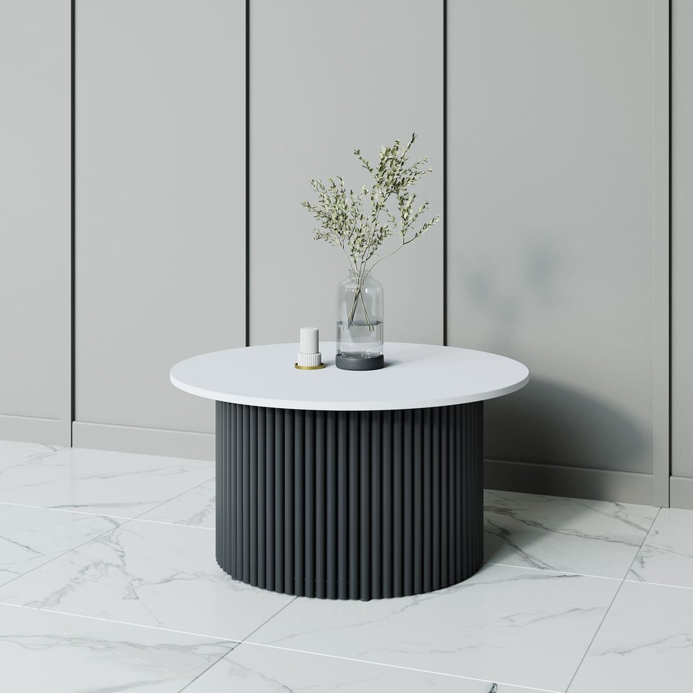 Изображение товара Журнальный круглый стол GENGLASS с металлическим подстольем 80 см TRUBIS Wood