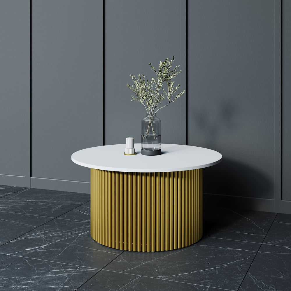 Изображение товара Журнальный круглый стол GENGLASS с металлическим подстольем 80 см TRUBIS Wood