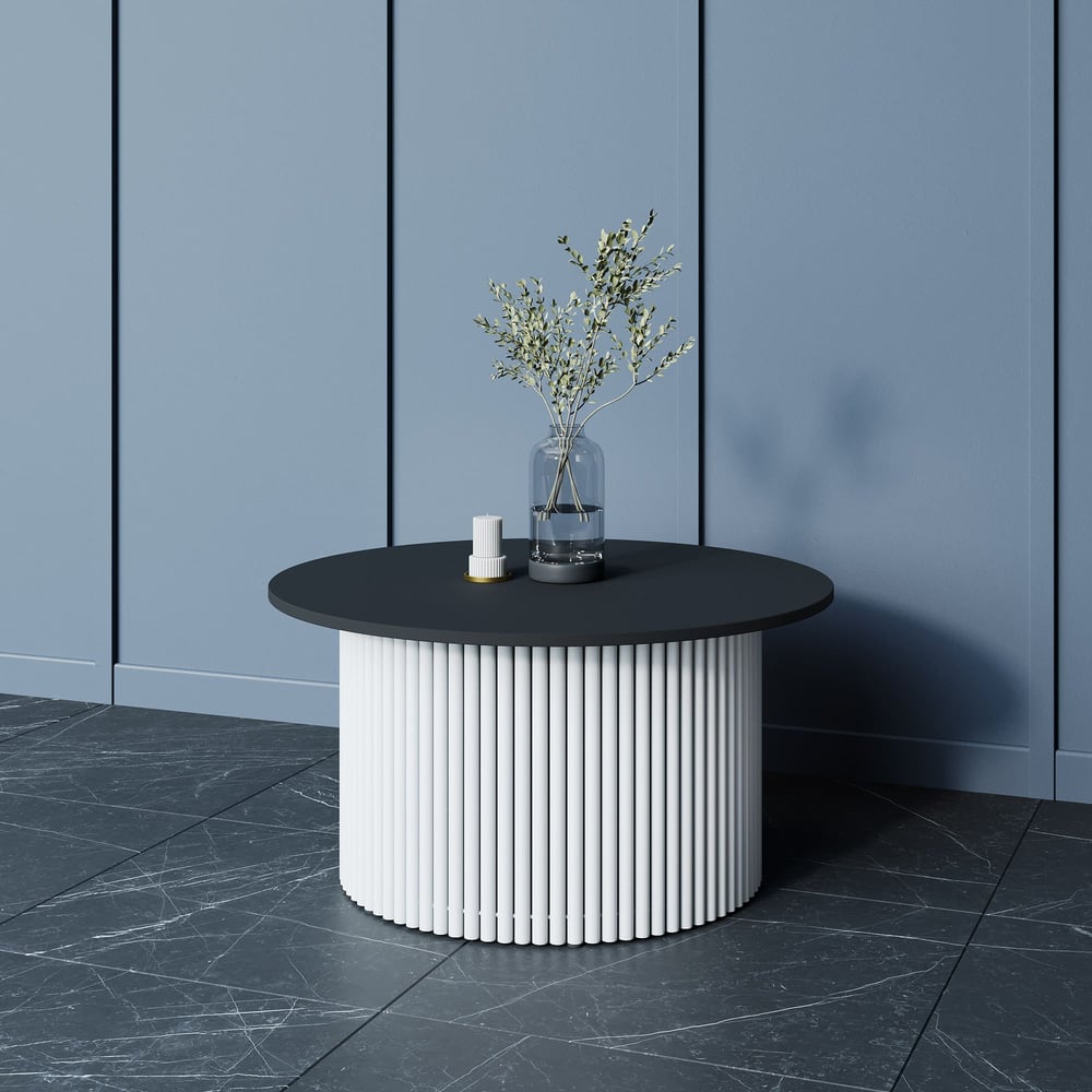 Изображение товара Журнальный стол GENGLASS круглый 80 см с белым металлическим подстольем