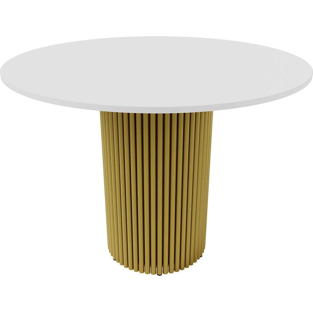 Изображение товара Обеденный круглый стол GENGLASS TRUBIS Wood GGT-03-1-3-L-100 белый золото стильный durable