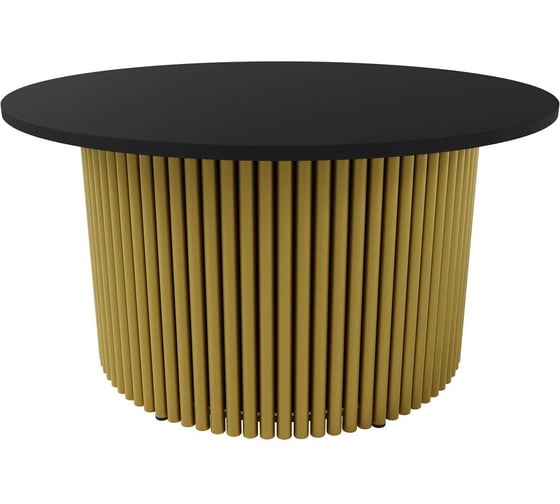 Изображение товара Журнальный стол GENGLASS круглый с металлическим подстольем 800x800 мм, TRUBIS Wood, золотое подстолье, черная столешница 80 см GGT-03-1-2-M-80
