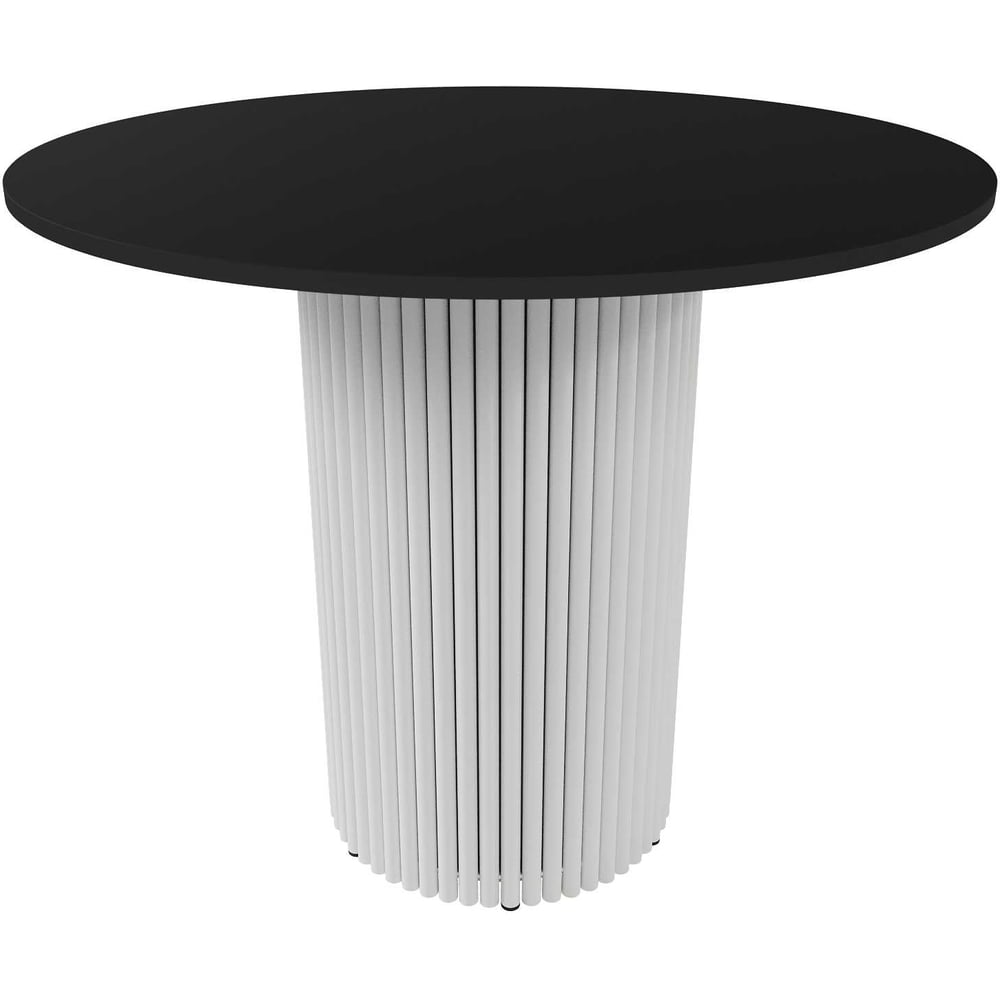 Изображение товара Обеденный круглый стол GENGLASS 90 см с металлическим подстольем и ЛДСП