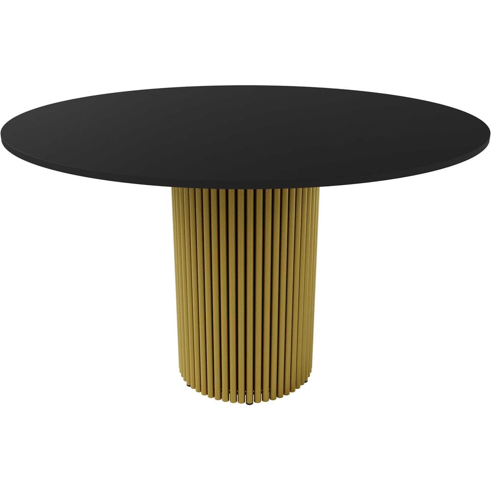 Изображение товара Обеденный круглый стол GENGLASS 120 см с металлическим подстольем черный и золотой