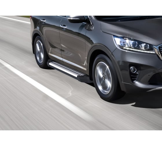 Изображение товара Пороги "Bmw-Style круг" Rival для Kia Sorento III Prime рестайлинг 2017-2020, 180 см, 2 шт., алюминий, D180AL.2803.4