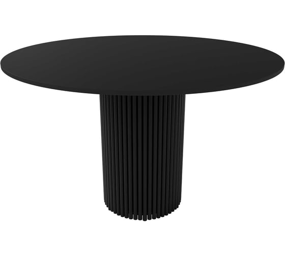 Изображение товара Обеденный стол GENGLASS круглый с металлическим подстольем 400x400 мм, TRUBIS Wood, черное подстолье, черная столешница 120 см GGT-03-2-2-L-120