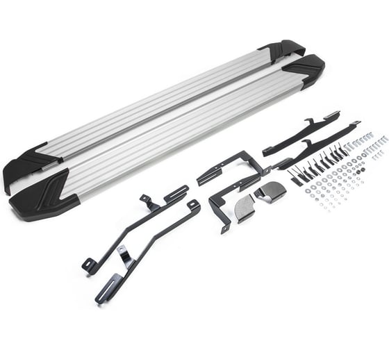 Изображение товара Пороги "Silver" Rival для Hyundai Santa Fe III 2012-2018/Santa Fe Premium 2015-2016, 180 см, 2 шт., алюминий, F180AL.2305.2