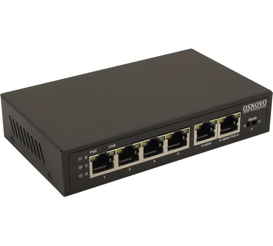 Изображение товара PoE Коммутатор/ удлинитель OSNOVO SW-20600/D Fast Ethernet на 6 портов с питанием по PoE sct1258
