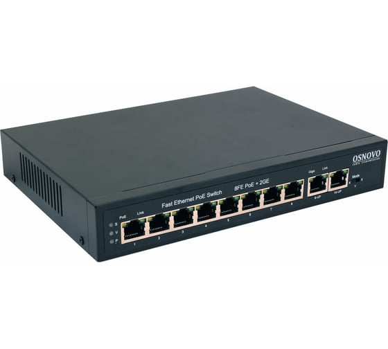 Изображение товара PoE коммутатор OSNOVO SW-20820(120W) Fast Ethernet на 10 RJ45 портов sct1270