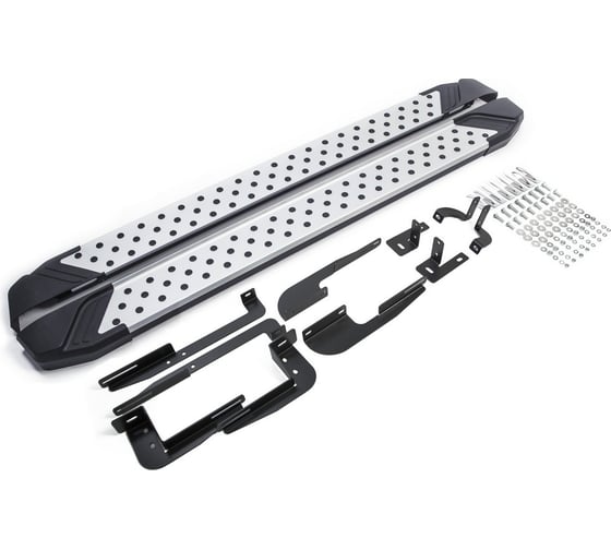 Изображение товара Пороги "Bmw-Style круг" Rival для Hyundai ix35 2010-2015/Kia Sportage III 2010-2016, 173 см, 2 шт., алюминий, D173AL.2303.2