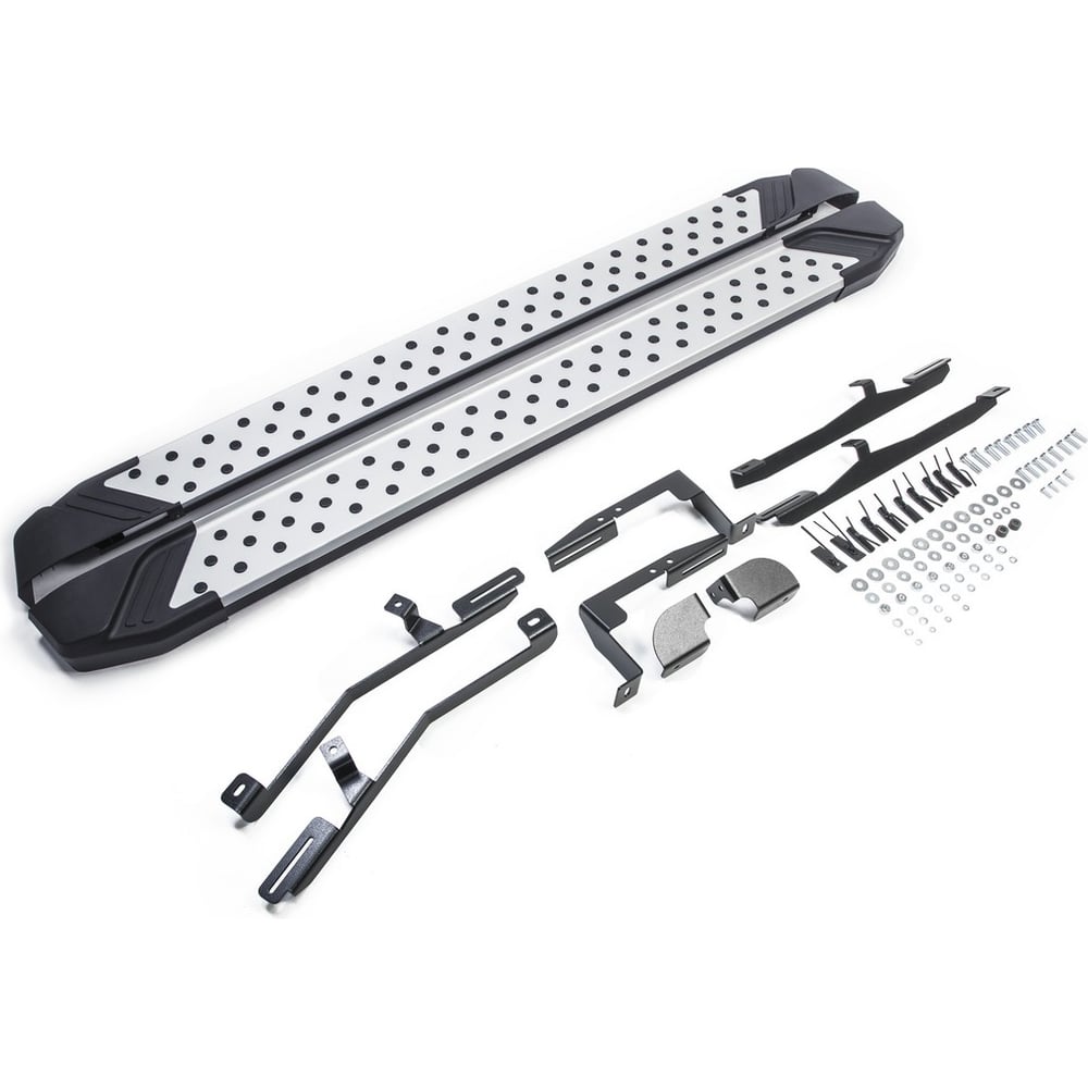 Изображение товара Пороги BMW-Style круг Rivali для Hyundai Santa Fe III 2012-2018 и Santa Fe Premium 2015-2016, алюми