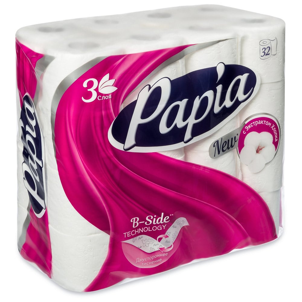 Трехслойная бумага PAPIA туалетная бумага zewa deluxe трехслойная ромашка 3 слоя 4 рулона