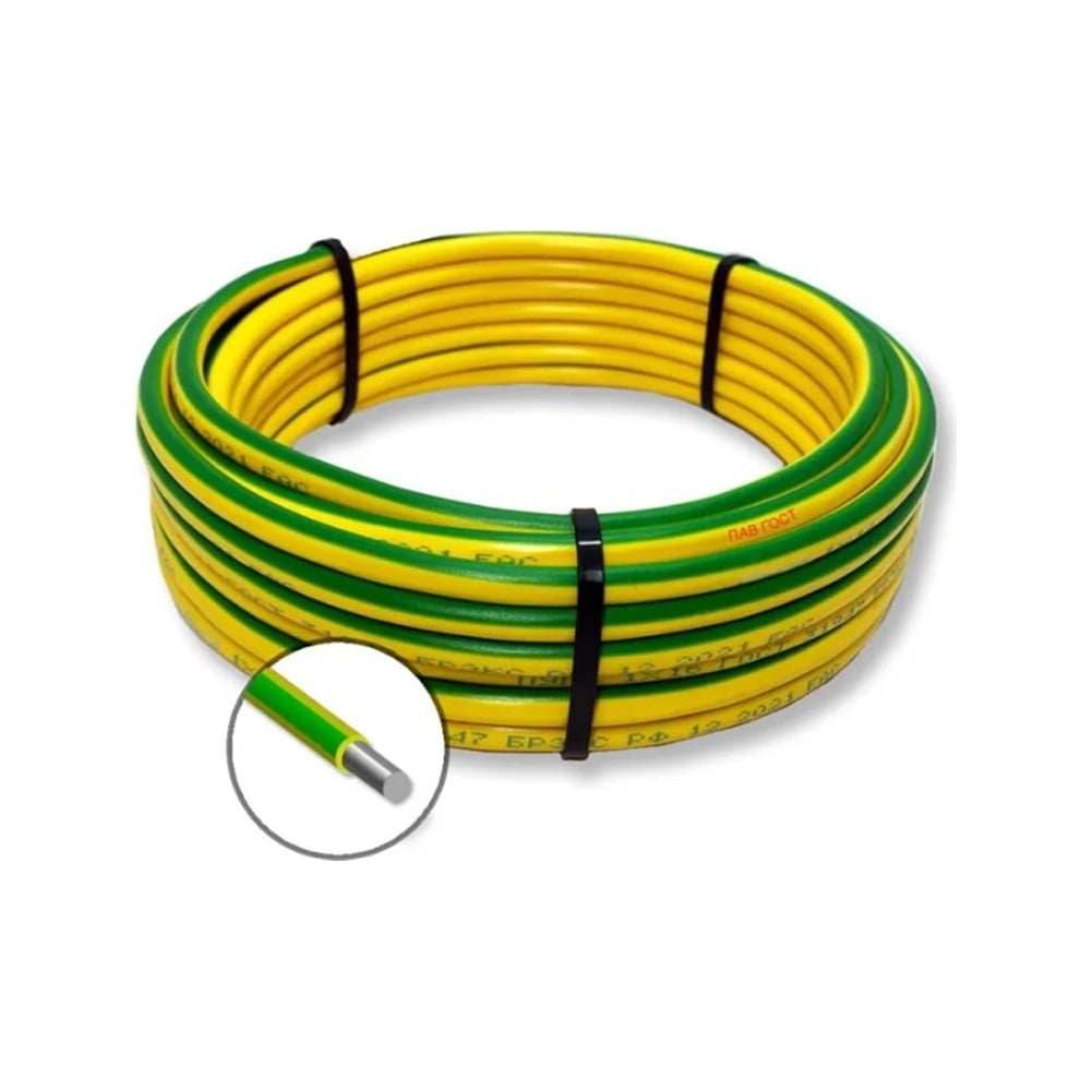 Изображение товара Установочный провод ПАВ ПРОВОДНИК 1x35 мм2 Зелено-желтый 5м для электромонтажных работ
