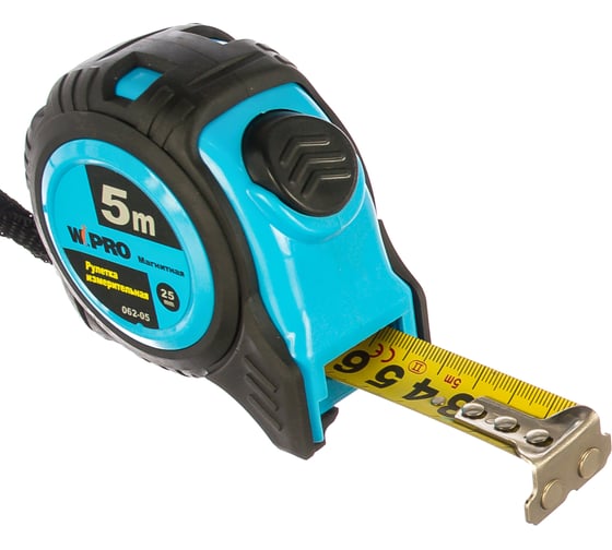 Изображение товара Рулетка WIPRO АВТОСТОП 5 м*25 мм, АБС-пластик + магнитный упор + резина, толщина 0.115 мм 062-05