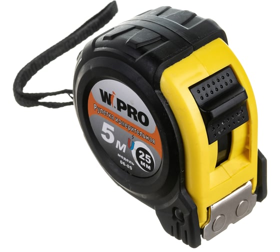 Изображение товара Рулетка WIPRO 5 м*25 мм, АБС-пластик + магнитный упор + резина, толщина 0.115 мм 06-05