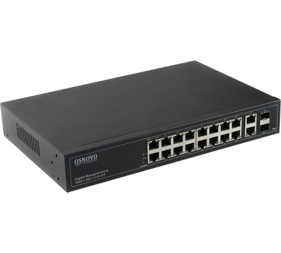 Изображение товара Коммутатор OSNOVO SW-71802/L Gigabit Ethernet управляемый на 18 RJ45 + 2 GE SFP порта sct1402