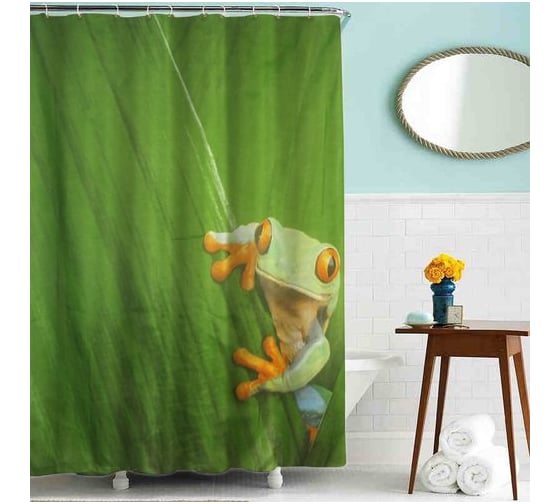 Изображение товара Тканевая шторка для ванной комнаты TERMA MZ-51 Лягушка 180х200 см 20821