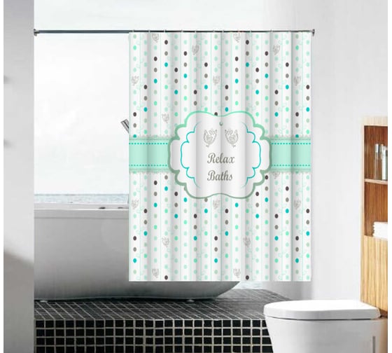 Изображение товара Тканевая шторка для ванны Melodia della vita Расслабься в ванной MZ-88 180х180см 20858