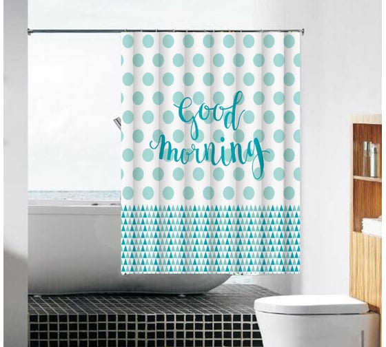 Изображение товара Тканевая шторка для ванны Melodia della vita Мятное утро MZ-89 180х180см 20859