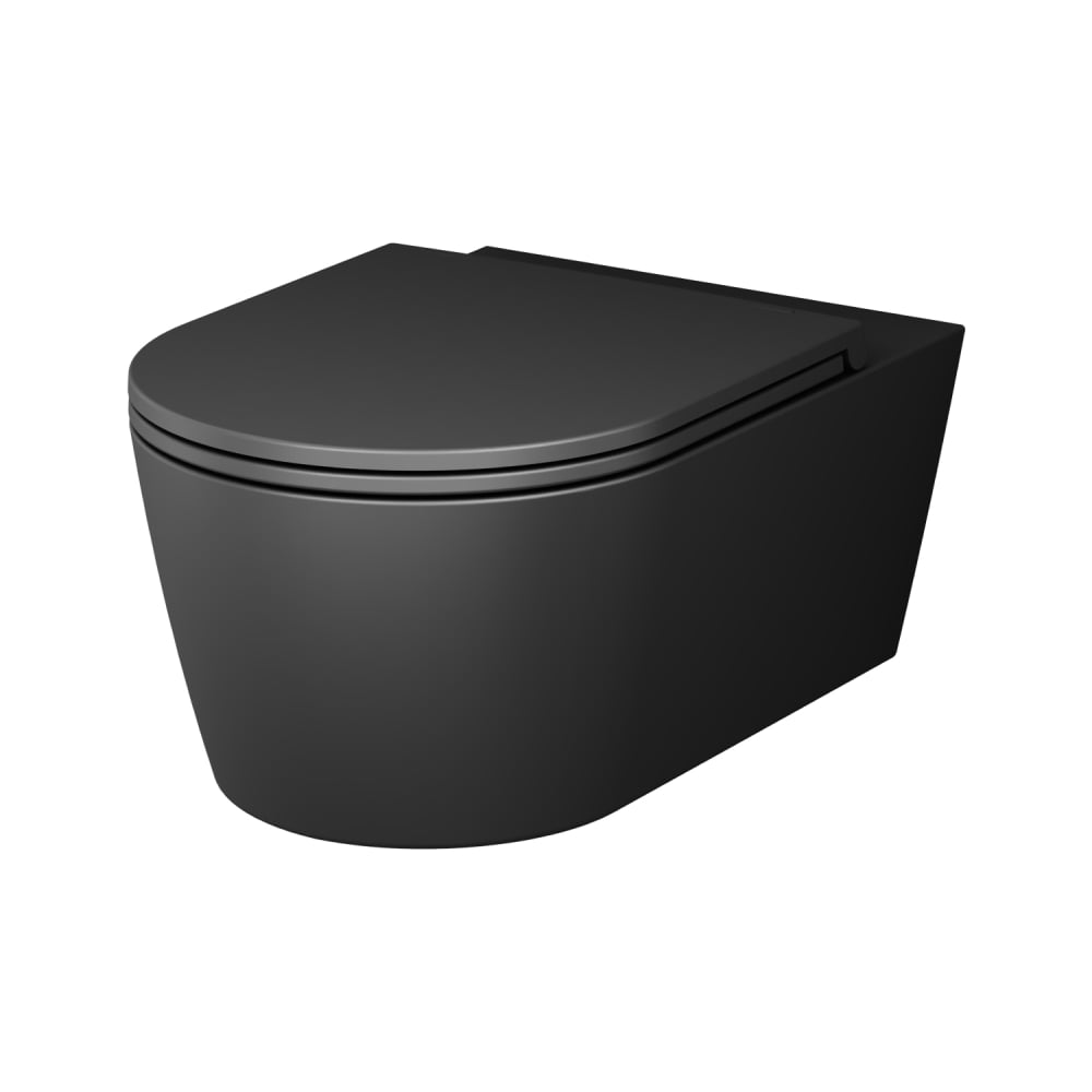 Изображение товара Подвесной унитаз AM.PM Func FlashClean 54 см черный мат с сиденьем микролифт
