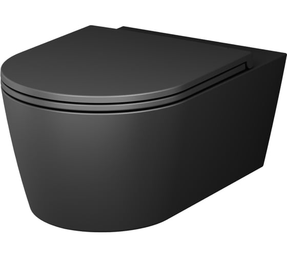 Изображение товара Подвесной унитаз AM.PM Func FlashClean 54 см с сиденьем микролифт, черн мат C8F1701MBSC