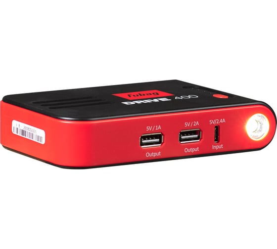 Изображение товара Пусковое устройство FUBAG drive 400, ток запуска 400а, емкость аккумулятора 10000 мач type c 46308