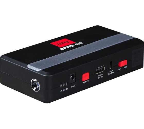 Изображение товара Пусковое устройство FUBAG drive 450, ток запуска 450а, емкость аккумулятора 12000 мач type c 46309