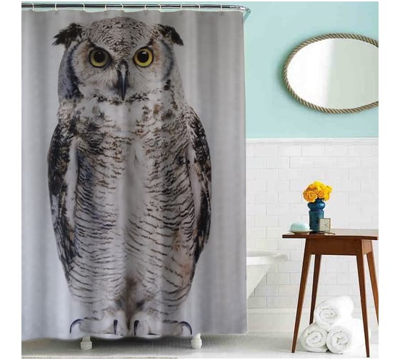 Изображение товара Тканевая шторка для ванной комнаты TERMA MZ-50 Сова 180х180 см 20820