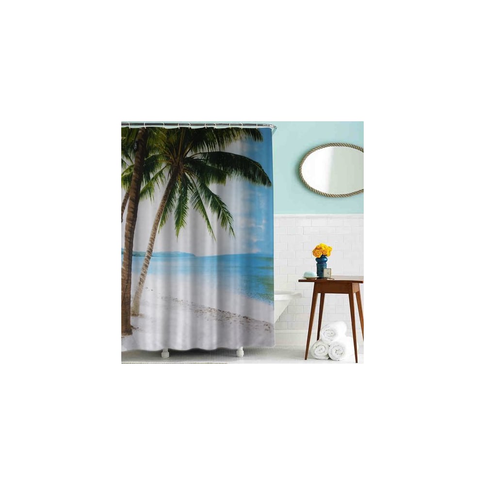 фото Тканевая шторка для ванной комнаты terma mz-59 пальмы 180х180 см 20829