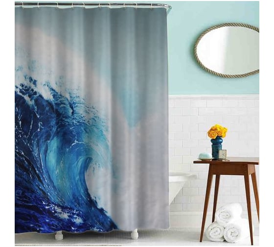 Изображение товара Тканевая шторка для ванны Melodia della vita MZ-62 Волна 180х180 см 20832