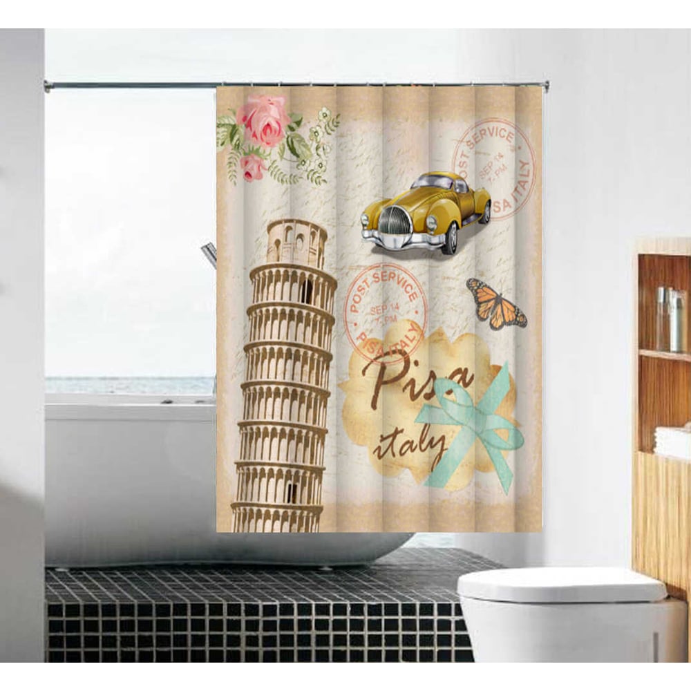 фото Тканевая шторка для ванной комнаты terma пизанская башня mz-109 180x180 20994