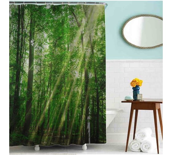 Изображение товара Тканевая шторка для ванны Melodia della vita MZ-61 Лес 180х180см 20831